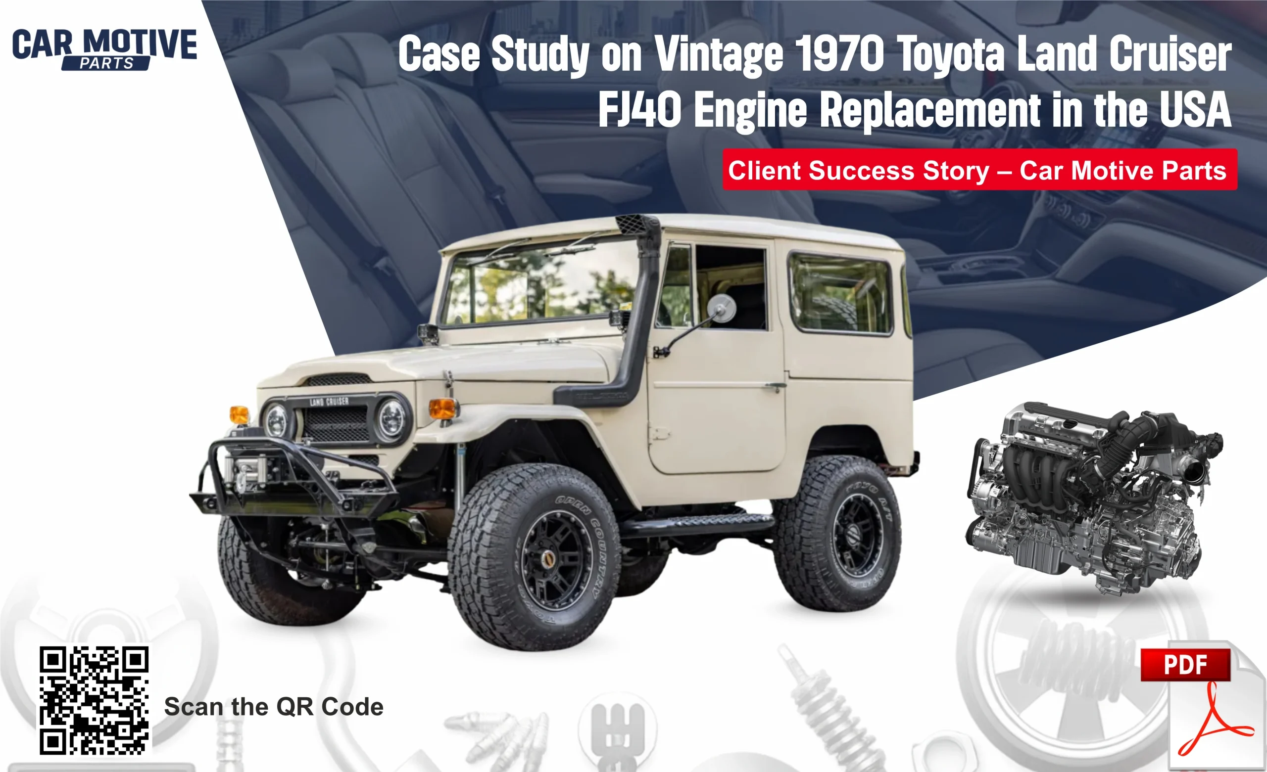 Vintage 1970 Toyota Land Cruiser FJ40 Engine